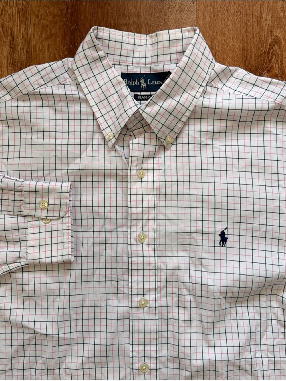 Ralph Lauren Button Down Shirt Mens 16.5 32/33 Classic Fit Tattersall Check